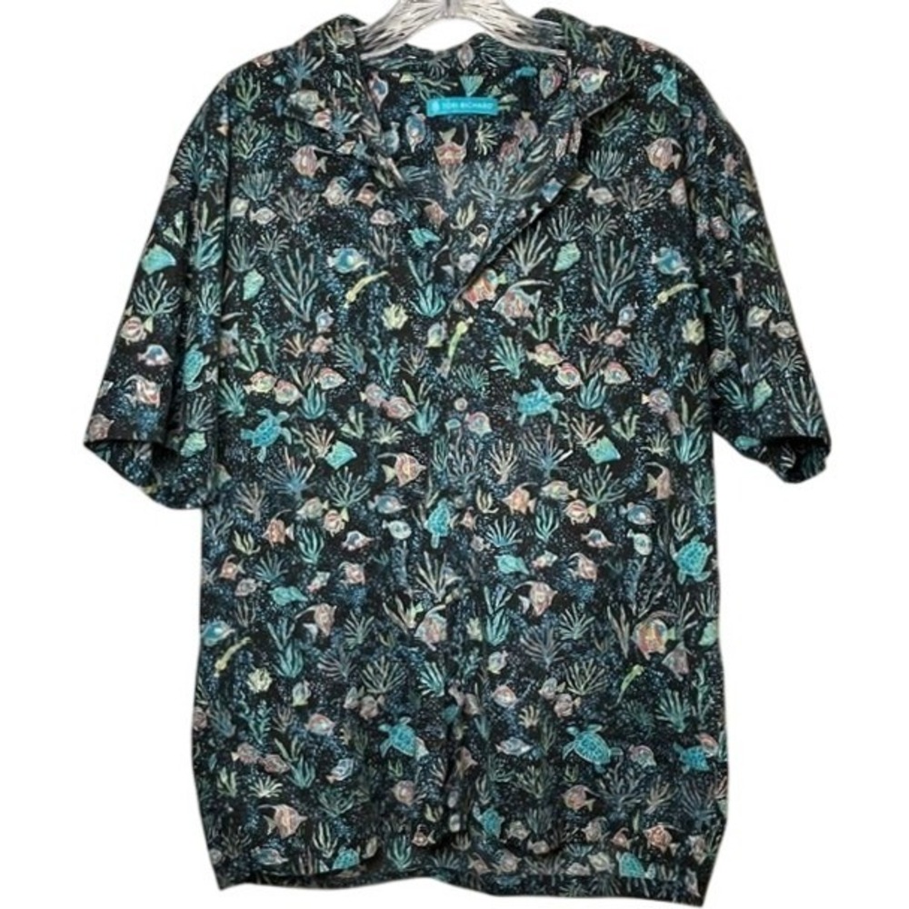 Tori Richard Men's Underwater Marine Life Fish Turtles Ocean Button Up Shirt XL
